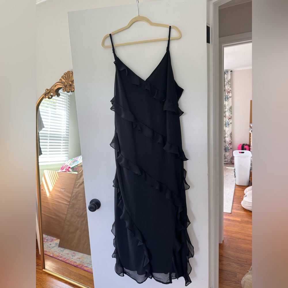 Women's Ruffle Maxi Slip Dress - A New Day Black - Picture 2 of 5